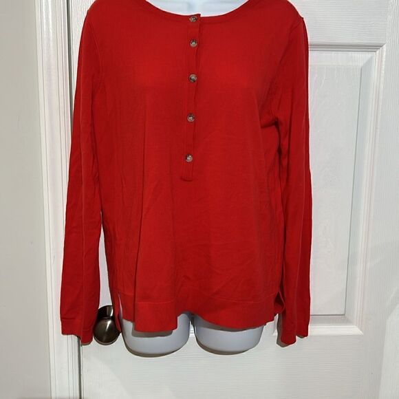 Theory Womens Long Sleeve half button down Wool Knit Sweatshirt size L - Picture 3 of 8